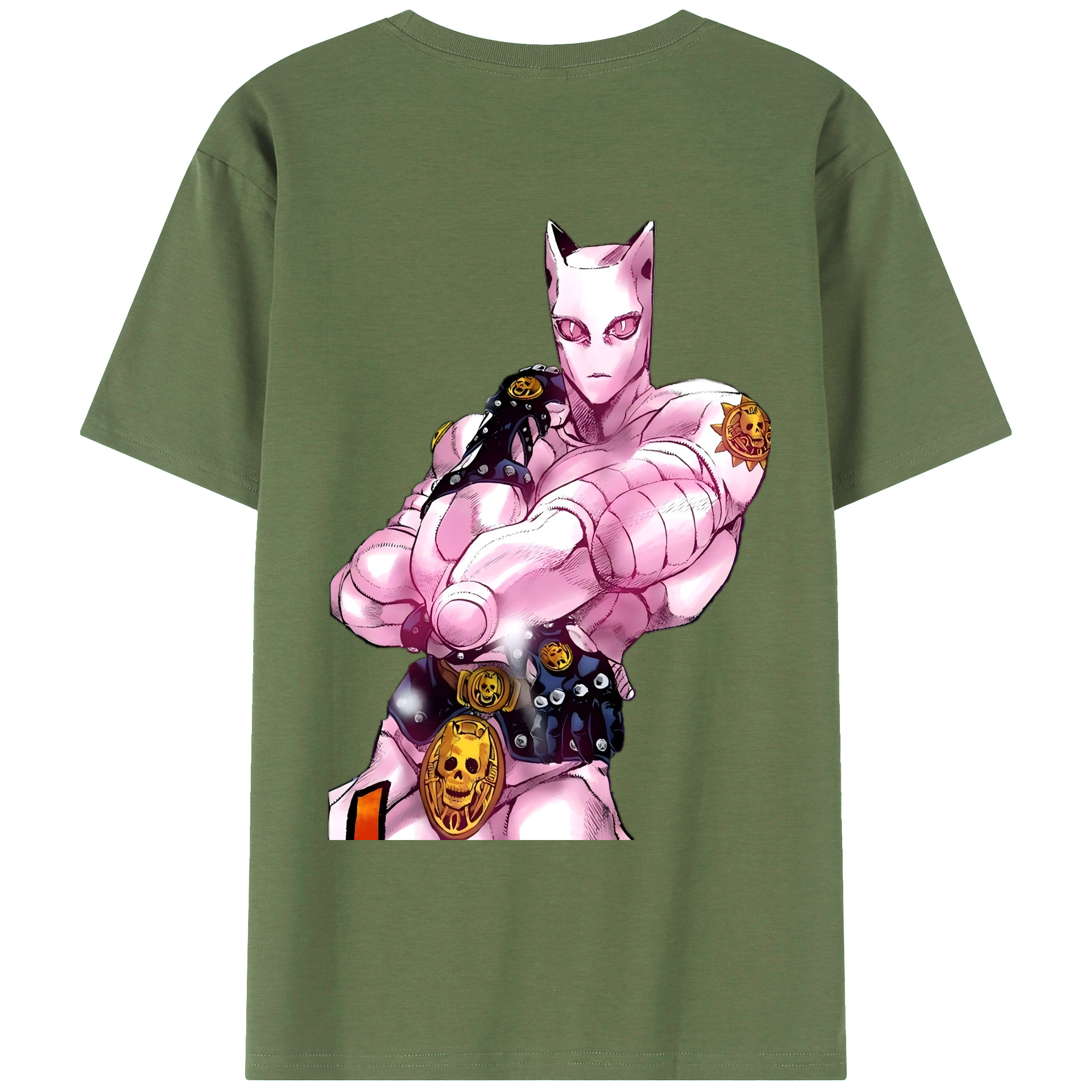 （画像用） ジョジョの奇妙な冒険 きら よしかげ JoJo's Bizarre Adventure Kira Yoshikage 綿100％ メンズ半袖Tシャツ（バックプリント） 通気性